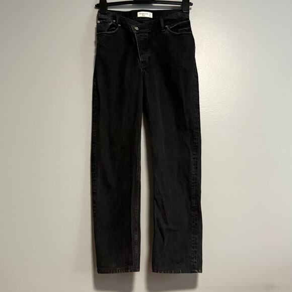 Abercrombie & Fitch Black Denim The Dad High Rise Crossover Jeans 27/4 - Picture 1 of 5